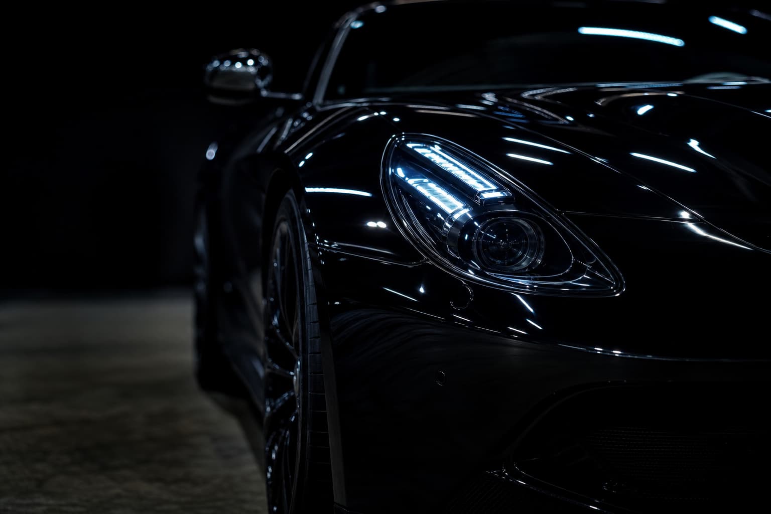 Luxury vehicle in showroom